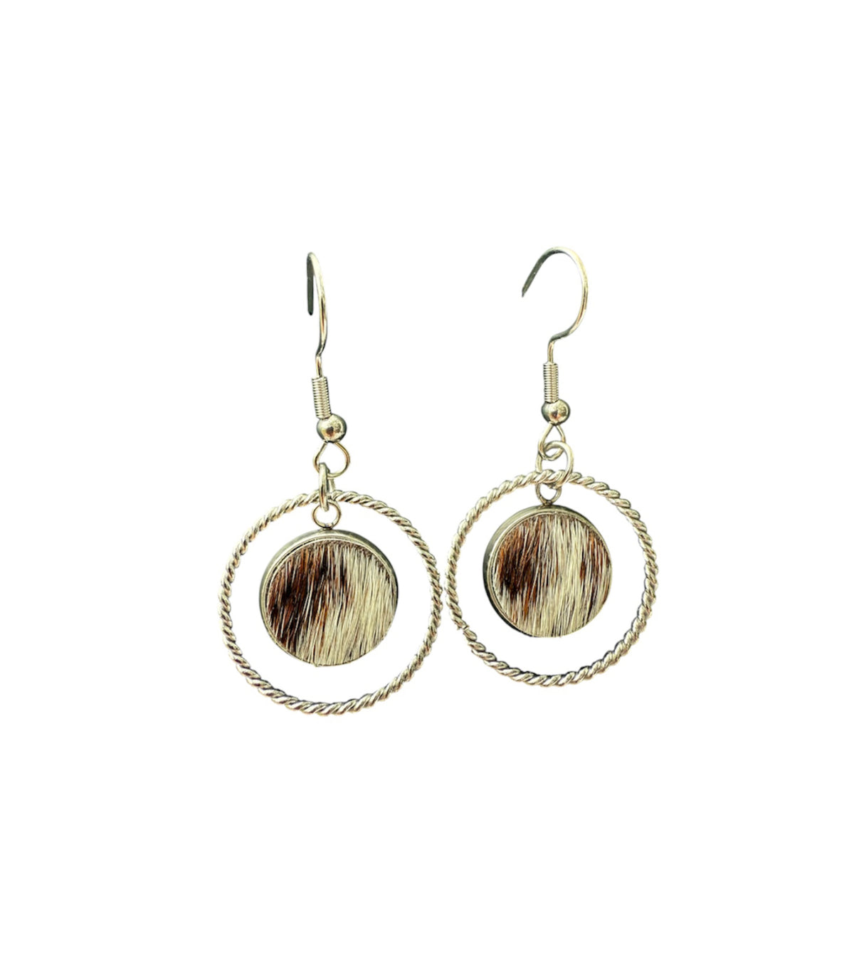 J7053A - 100% Hair on Hide Dangle Earrings