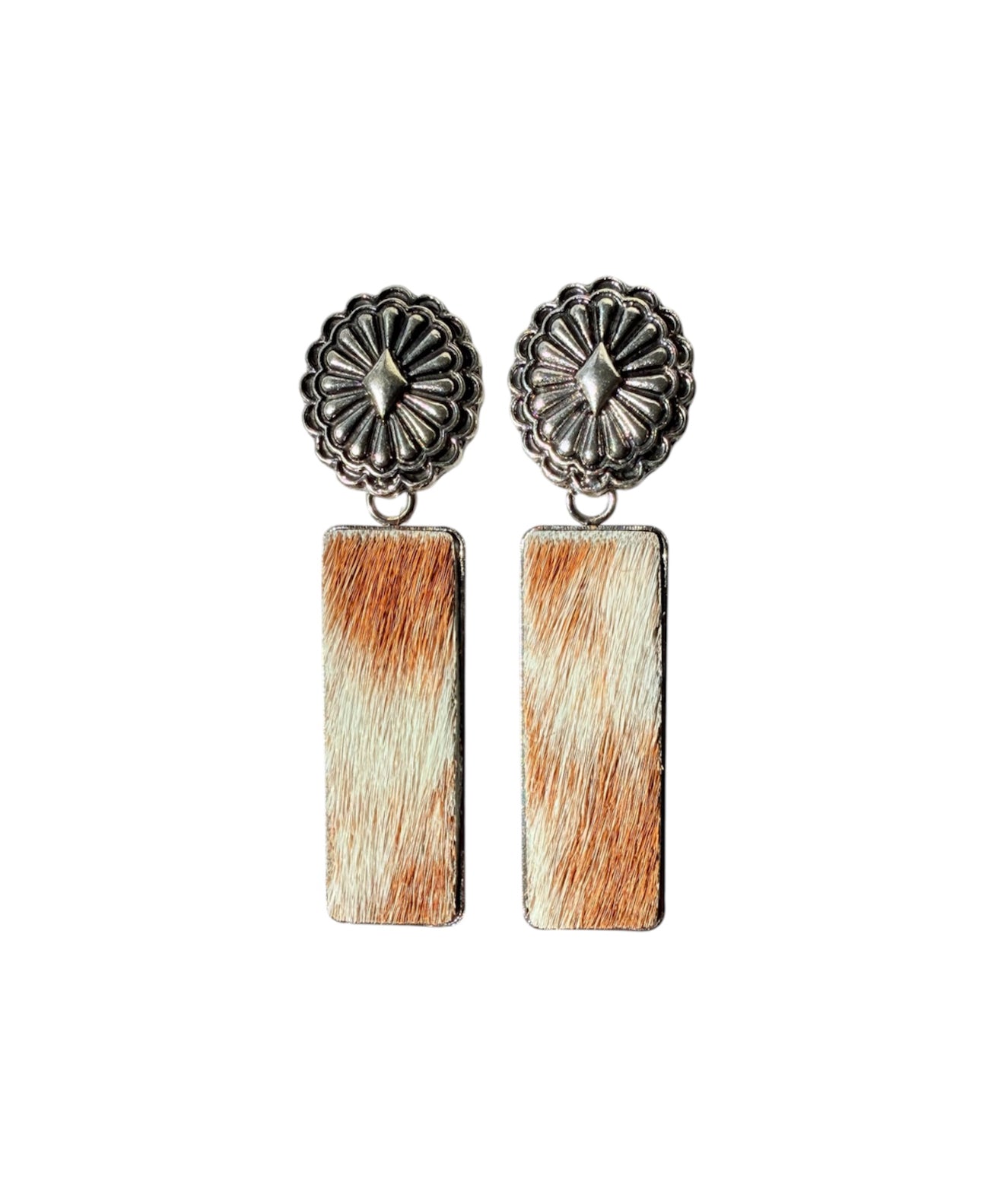 J6607 - Cowhide Stud Dangle Earrings