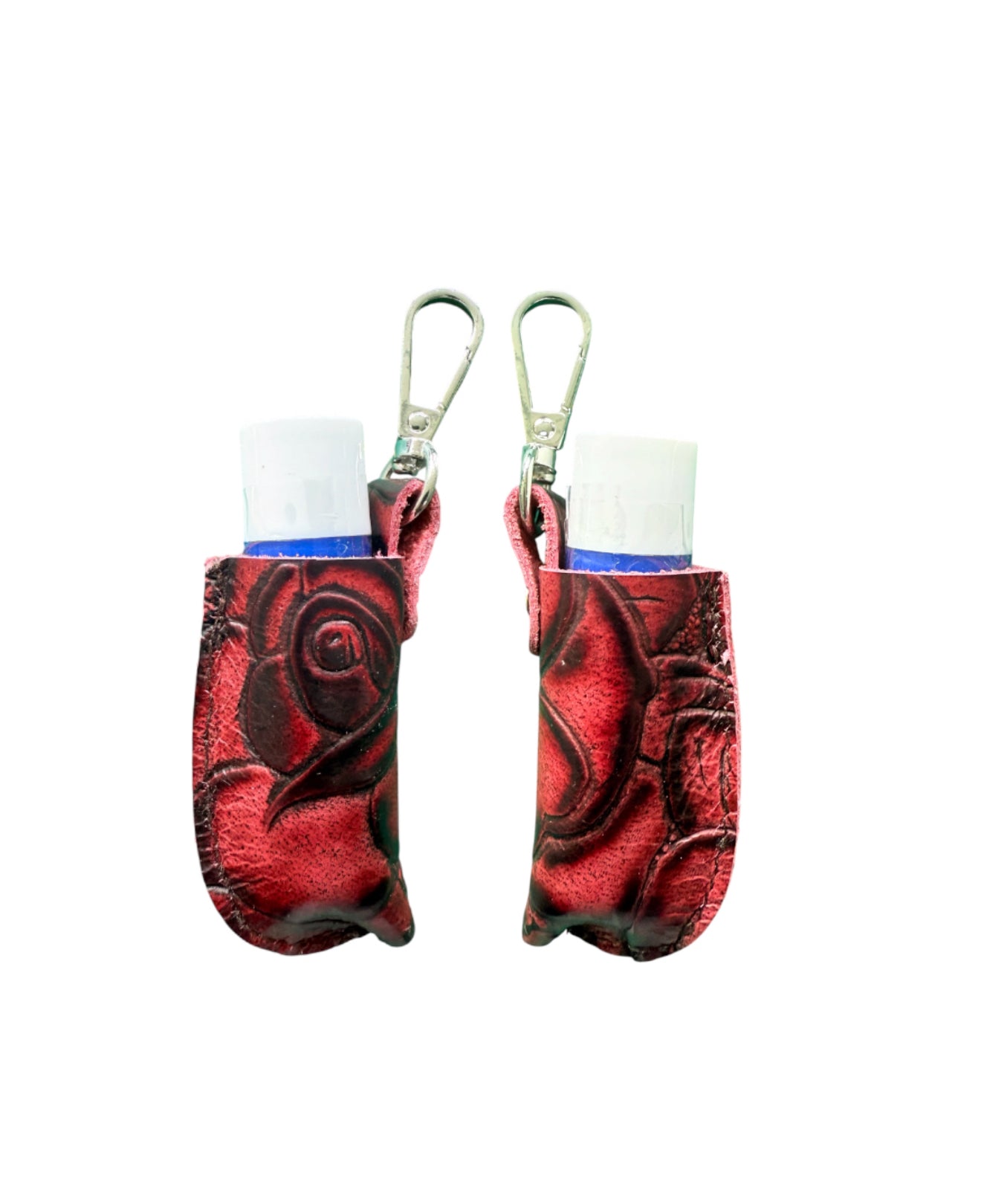 A9002 -  Real Tooled Leather Lip Balm Holder w Clip