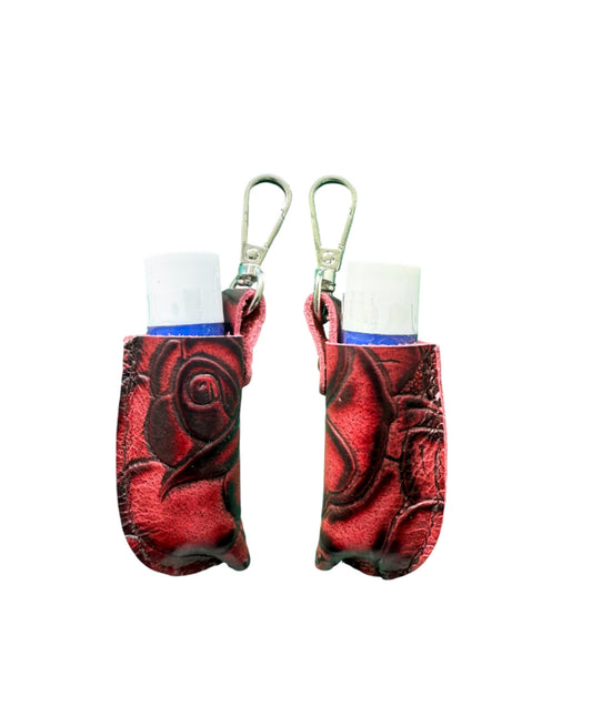 A9002 -  Real Tooled Leather Lip Balm Holder w Clip