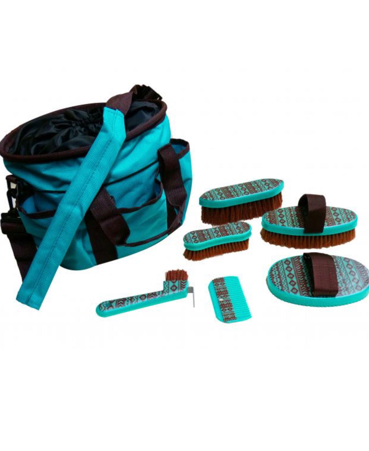 72BT001 - Aztec Print 6 piece grooming kit with nylon cordura carrying bag