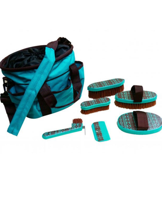 72BT001 - Aztec Print 6 piece grooming kit with nylon cordura carrying bag