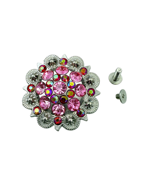 A8976 - 35mm Pink Rhinestone Crystal Berry Concho