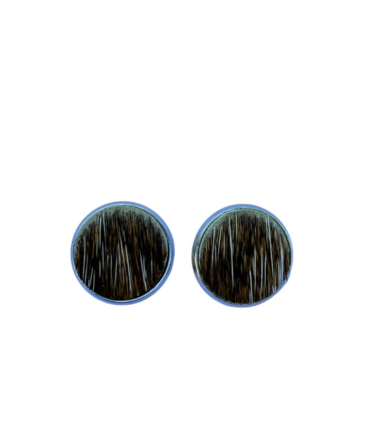 J6598B - Round Hide Stud Earrings