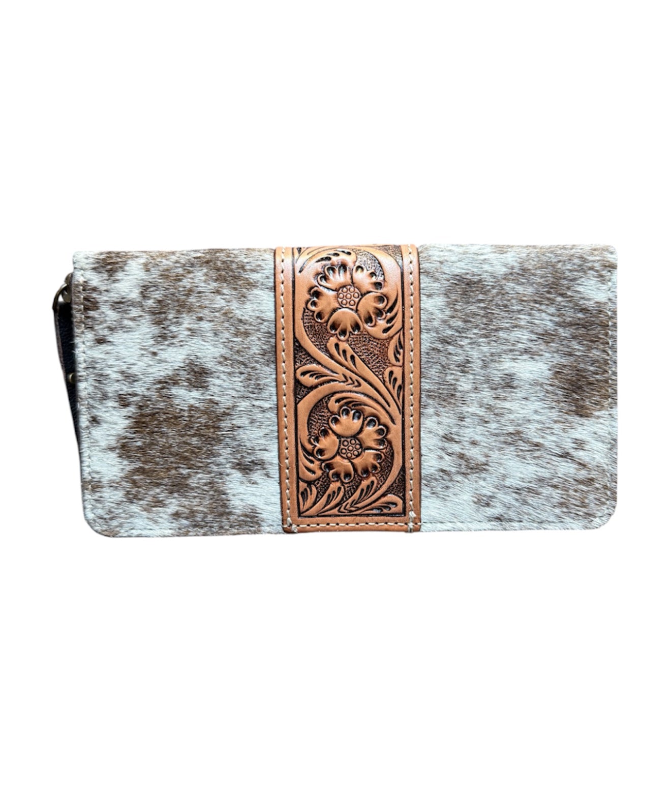 AW21C - Tooling Leather Cowhide Zippered Wallet