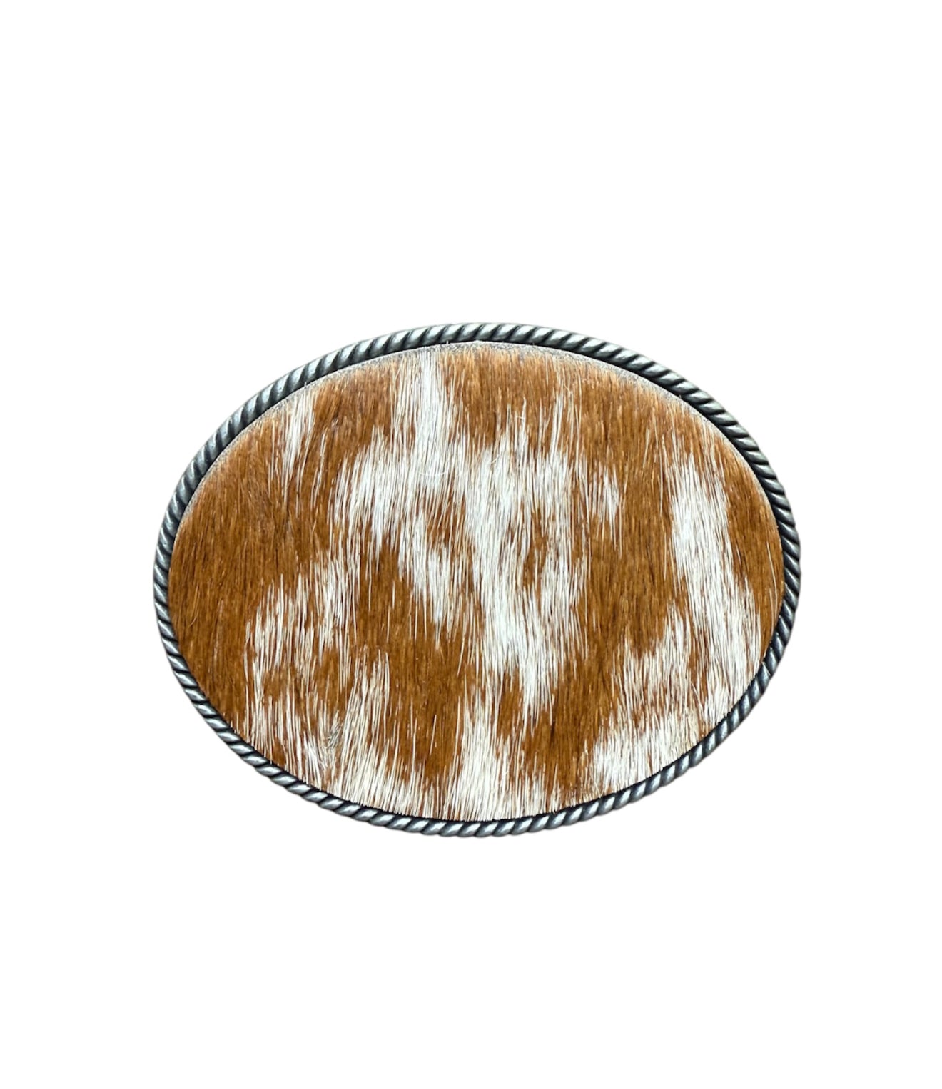 A8872 - Silver Antique Colour Western Buckle w Real Cowhide insert