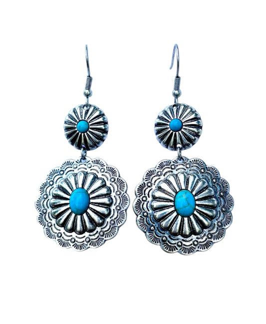 J6956 - Western Concho Fish Hook Earrings