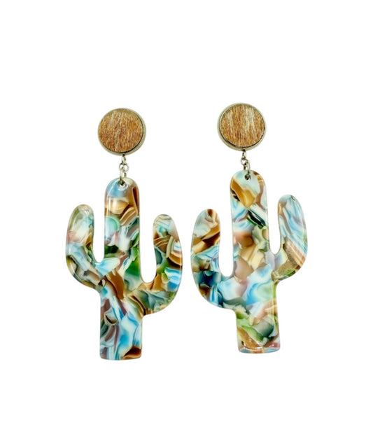 J7095 - 100% Hair on Hide Stud Dangle Earrings