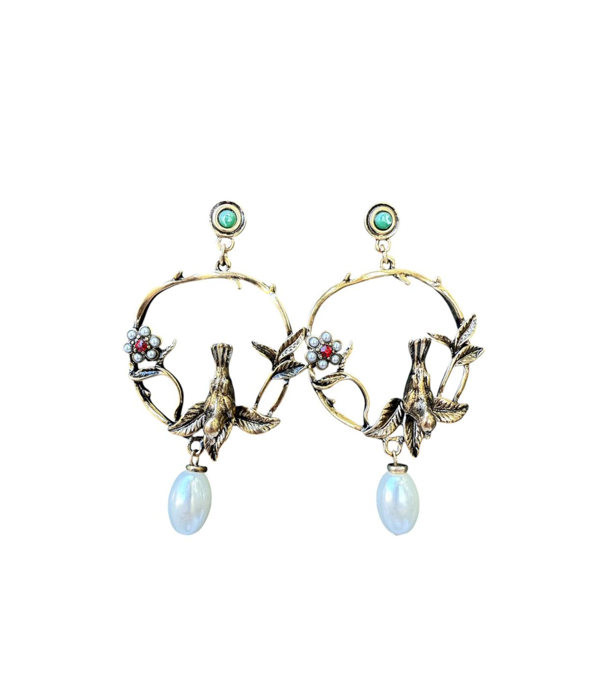 J6517 - Western Bird on a Branch Stud Dangle Earrings