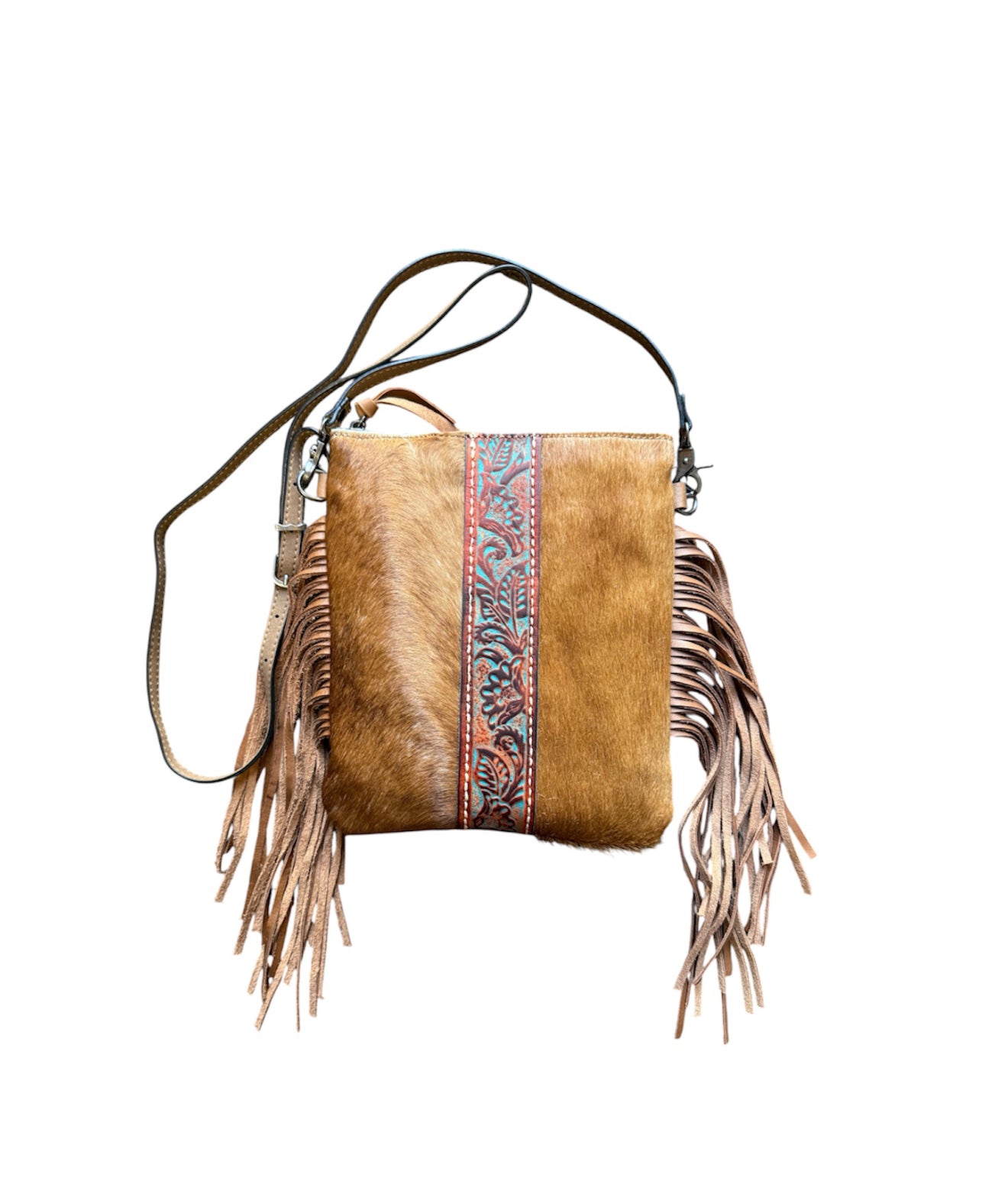 A8904A -  Genuine Leather Cowhide Fringe Crossbody
