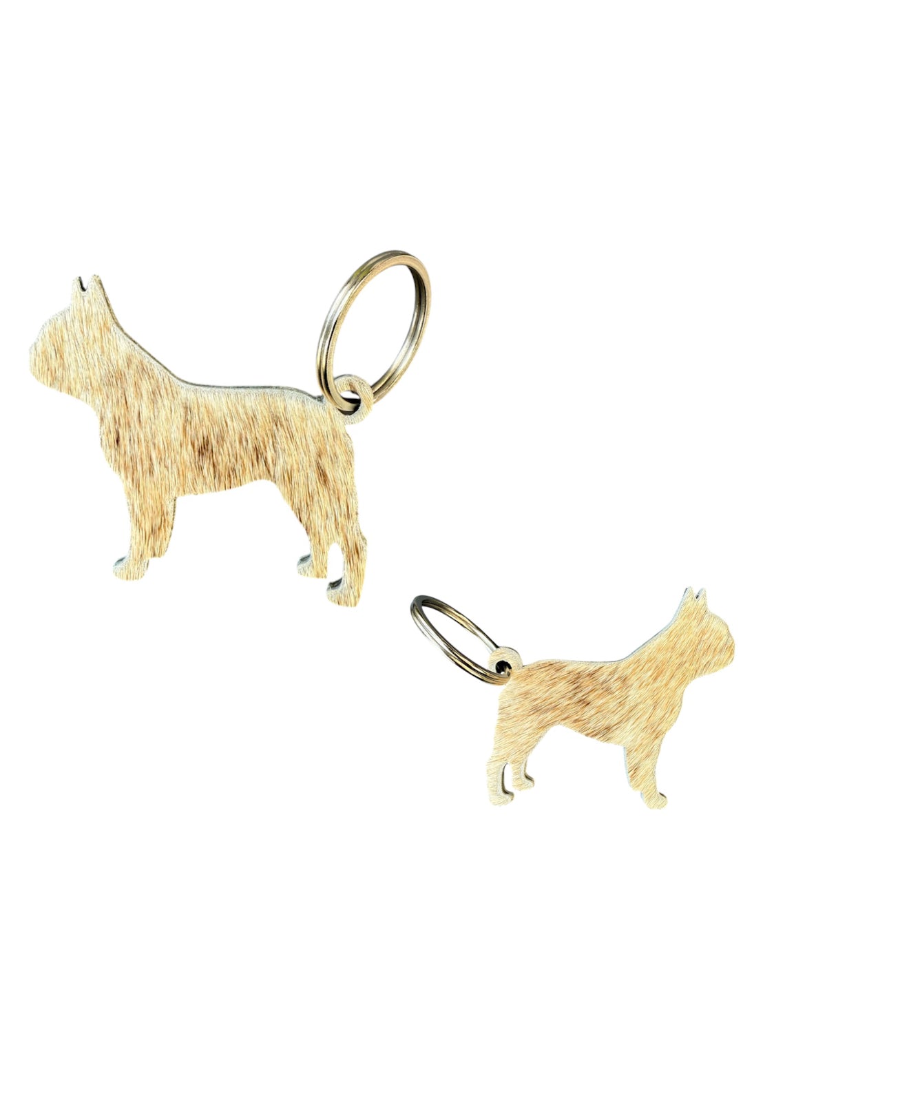 A7850 - Double Sided 100% Hair On Hide Leather Frenchie Keychain