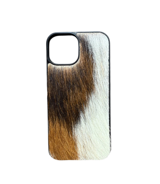 A8641 - IPhone 15 Hair on Hide Leather w Rubber Case