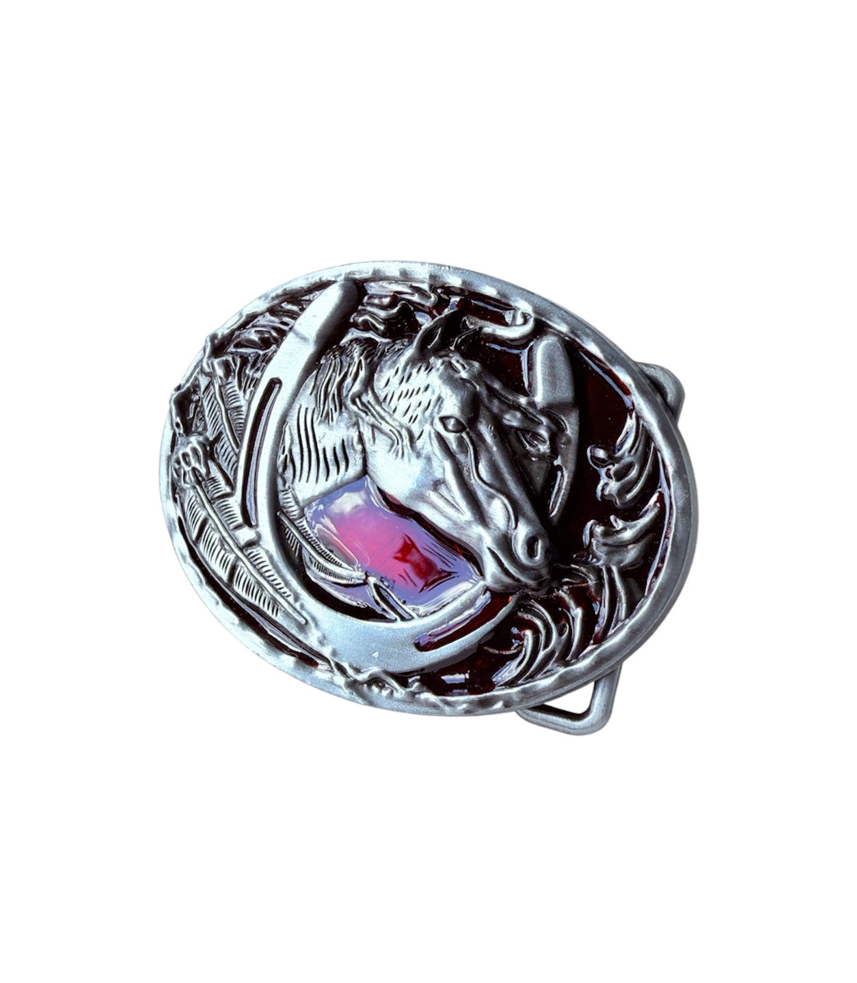 A8472 - Antique Silver Colour Horse Western Belt Buckle - Rawhide Western Wear 