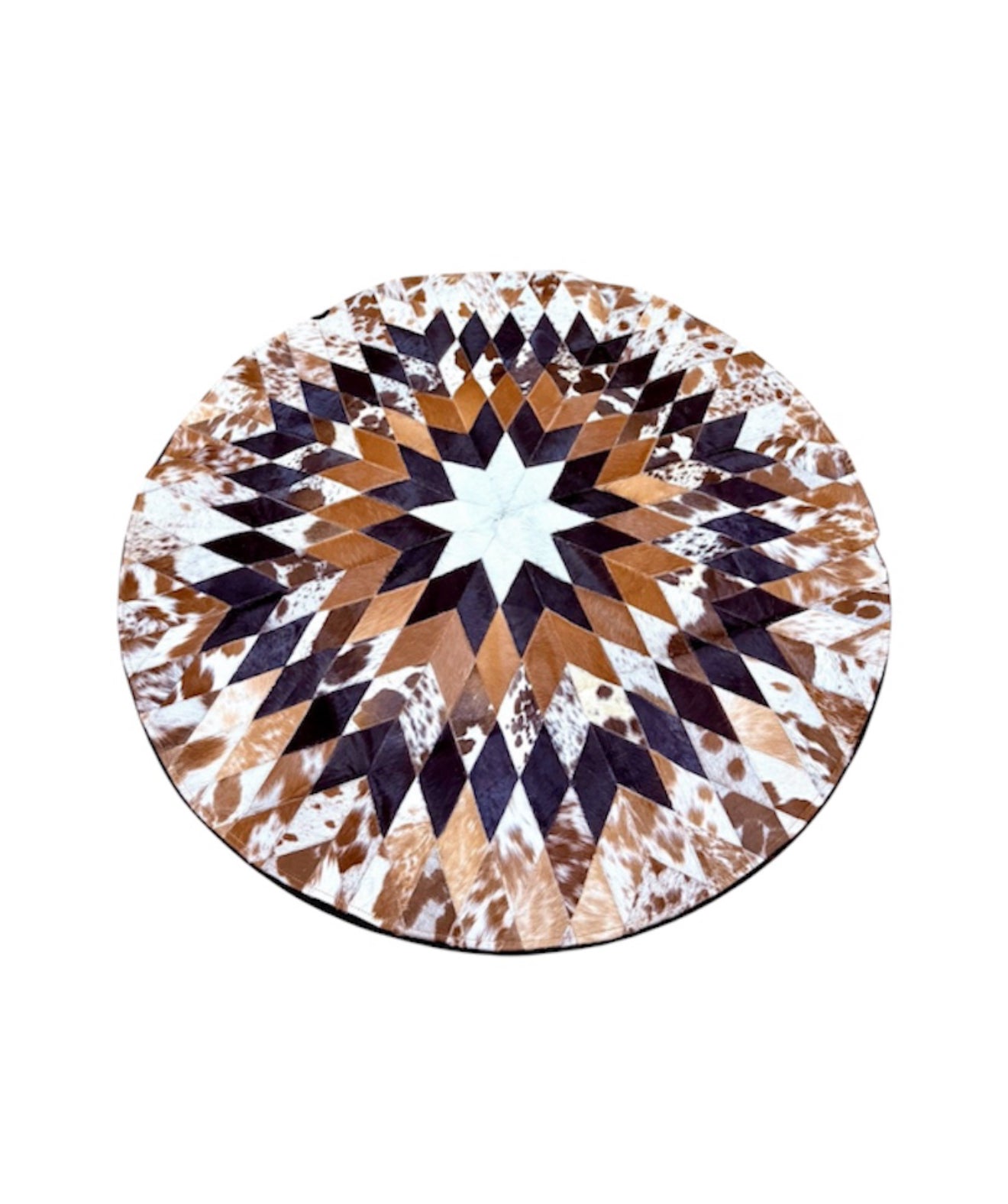 A8982 - 100% Hair on Hide (Cowhide) Round Floor Rug