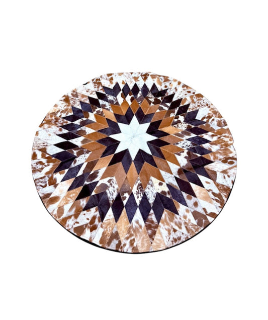 A8982 - 100% Hair on Hide (Cowhide) Round Floor Rug - Rawhide Western Wear 