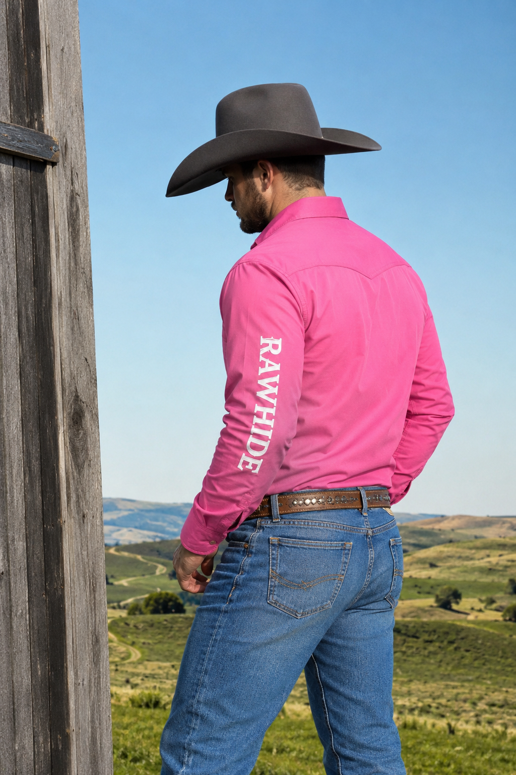M3049 - Mens Rawhide Osen Pink Western Arena Shirt
