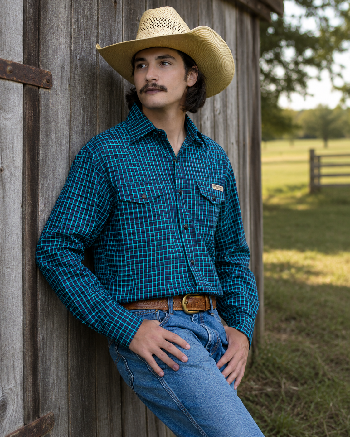 M3035 - Check  Rawhide Western Mens Check Arena Shirt