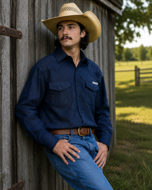 M3046 - Navy Check  Rawhide Western Mens Arena Shirt - Rawhide Western Wear 
