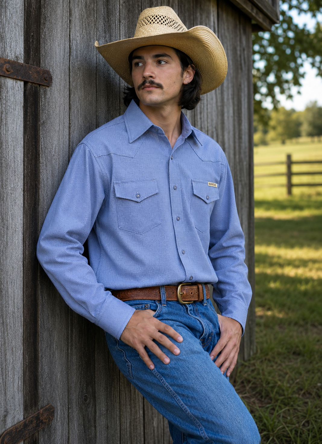 M3045 - Lilac Rawhide Western Mens Arena Shirt