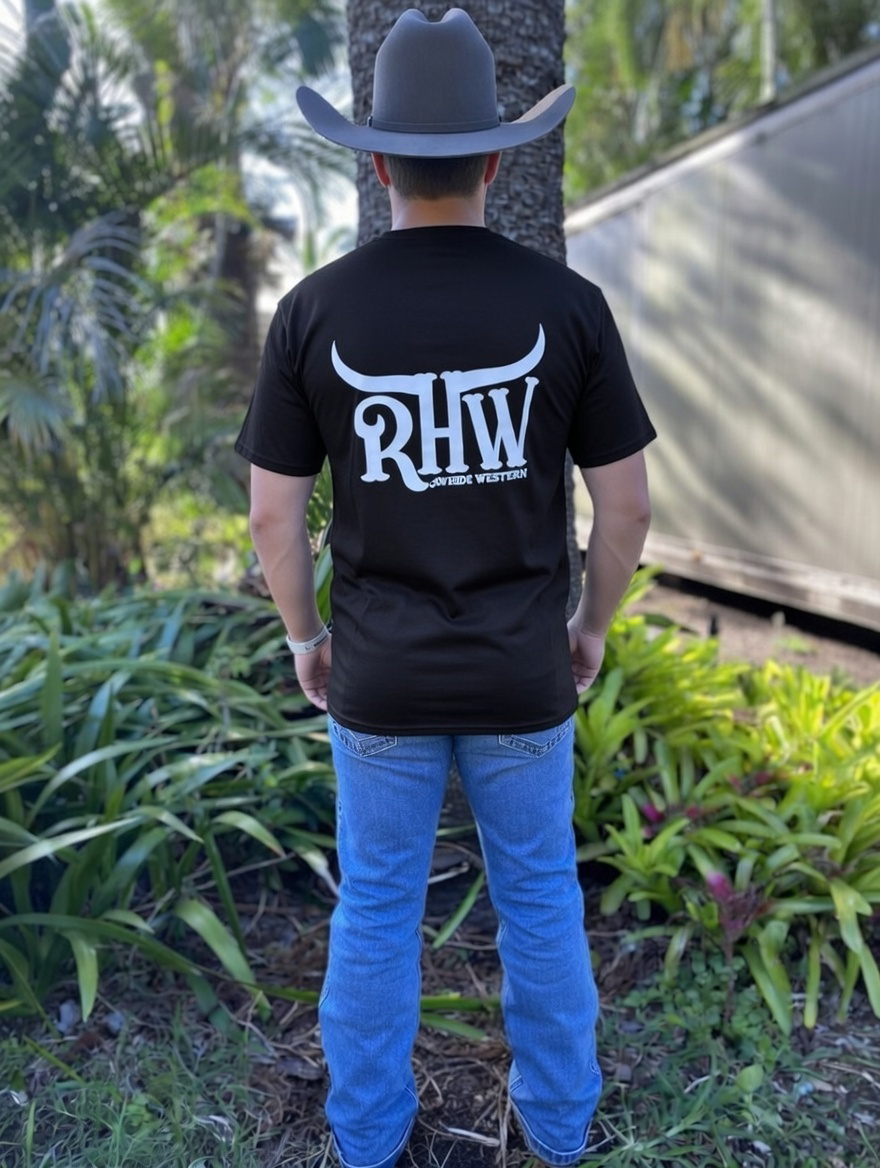 P4233 - Black Rawhide Round Neck Unisex Tee - Rawhide Western Wear 