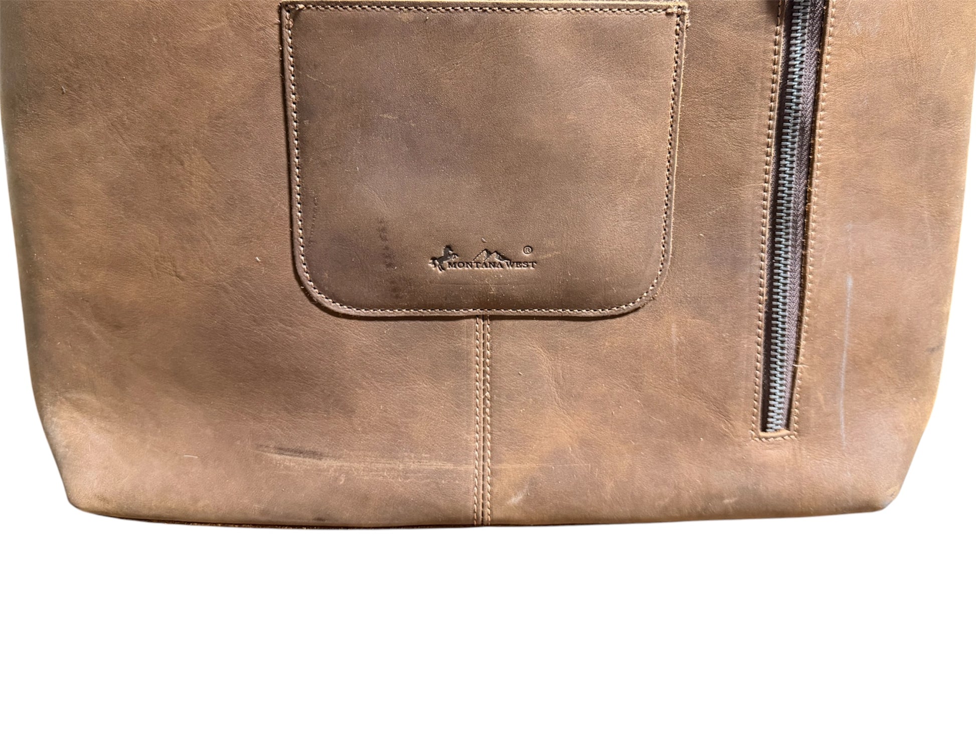 MWRG040BR - (scratched) Montana West Genuine Leather Concealed Carry Tote Brown - Rawhide Western Wear 