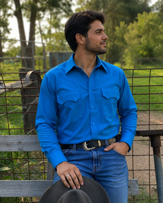 M3051B - Rawhide Denver Blue Mena Work Shirt - Rawhide Western Wear 