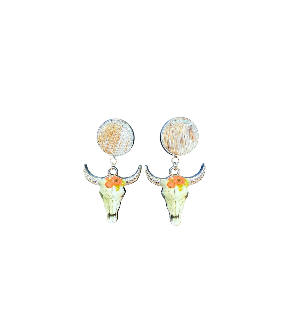 J7019 - 100% Hair on Hide Stud Dangle Earrings