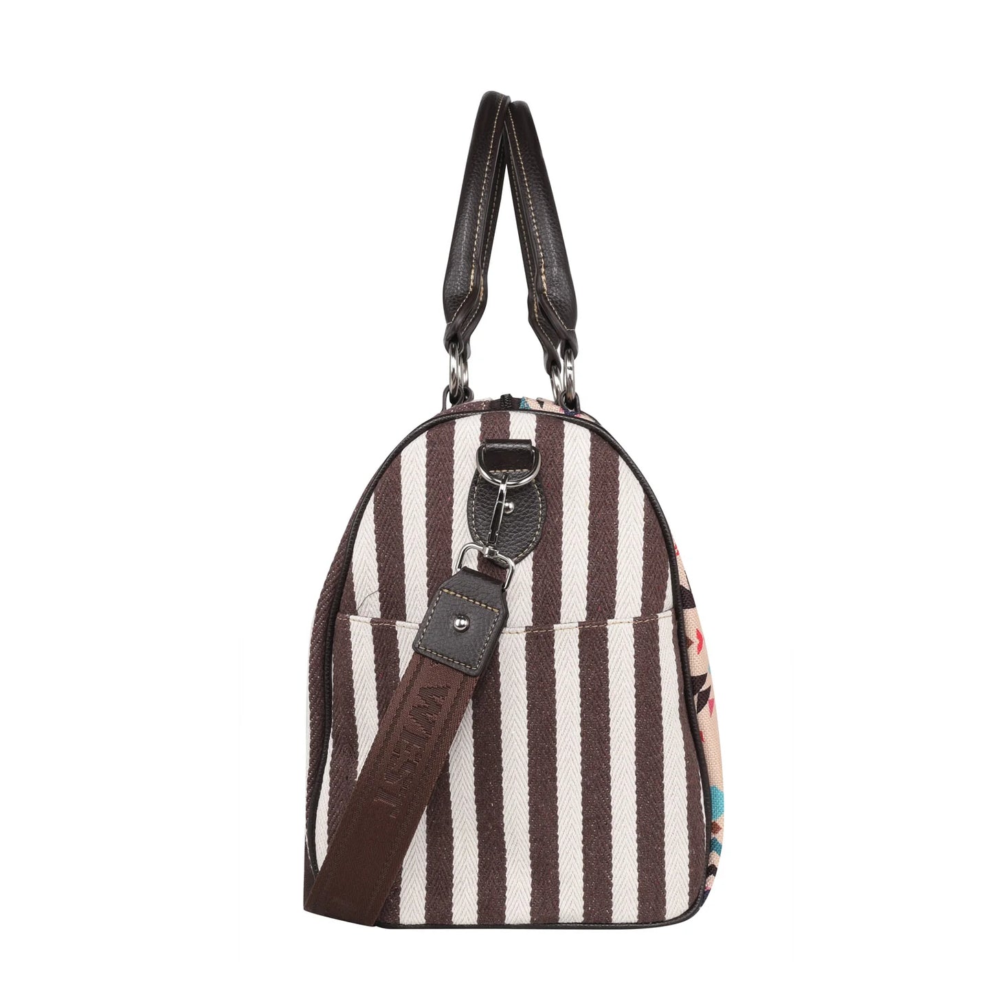 MW12355110 - Montana West Tan Southwest Geometric Print Canvas Weekender Bag