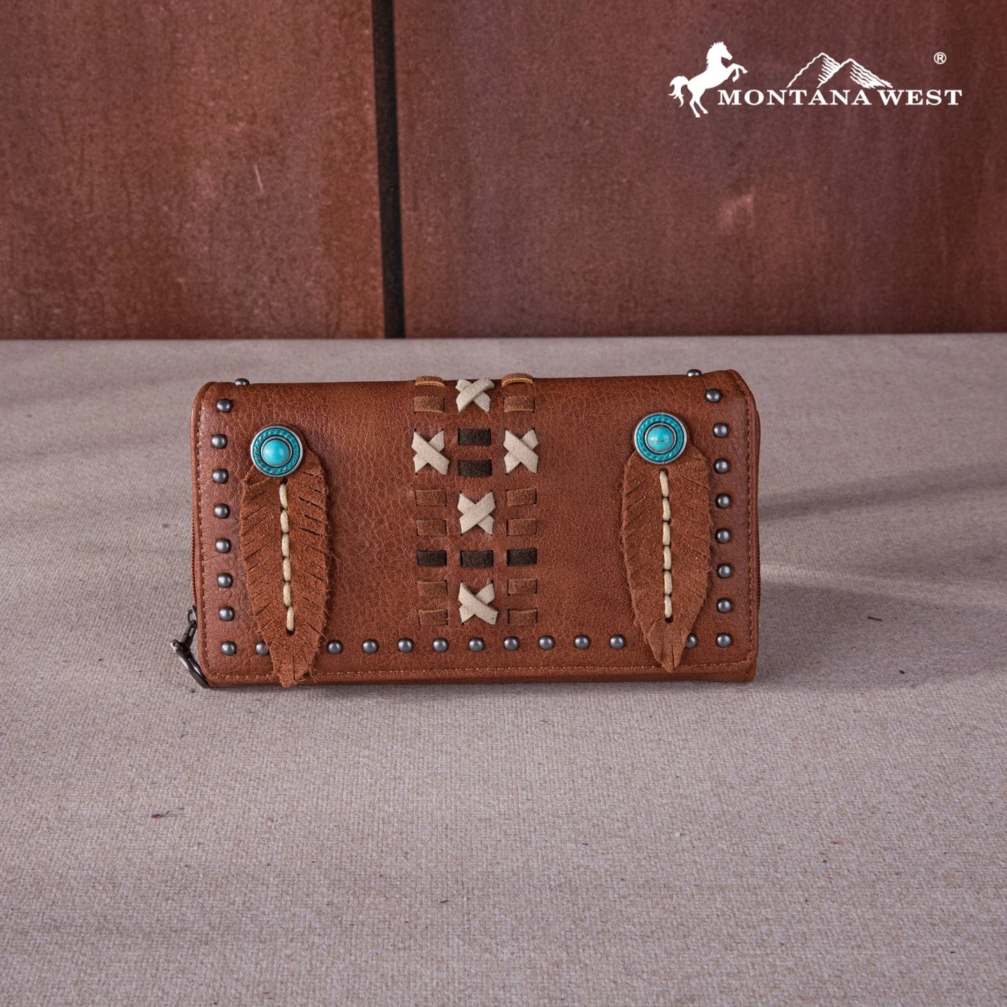 MW1259W010BR - Montana West Feather Collection Wallet BROWN