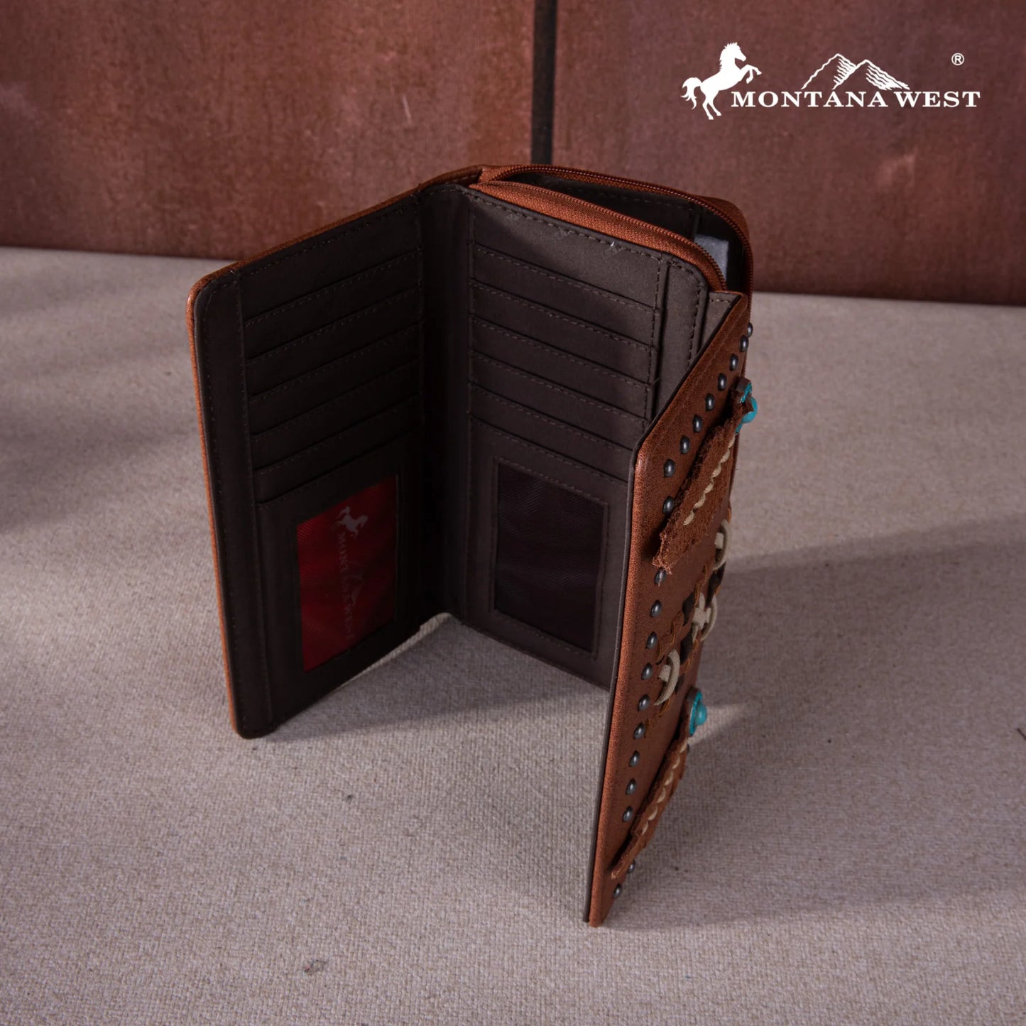 MW1259W010BR - Montana West Feather Collection Wallet BROWN