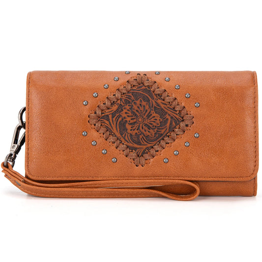 MW1299W002BR - Montana West Tooled Collection Wallet Brown