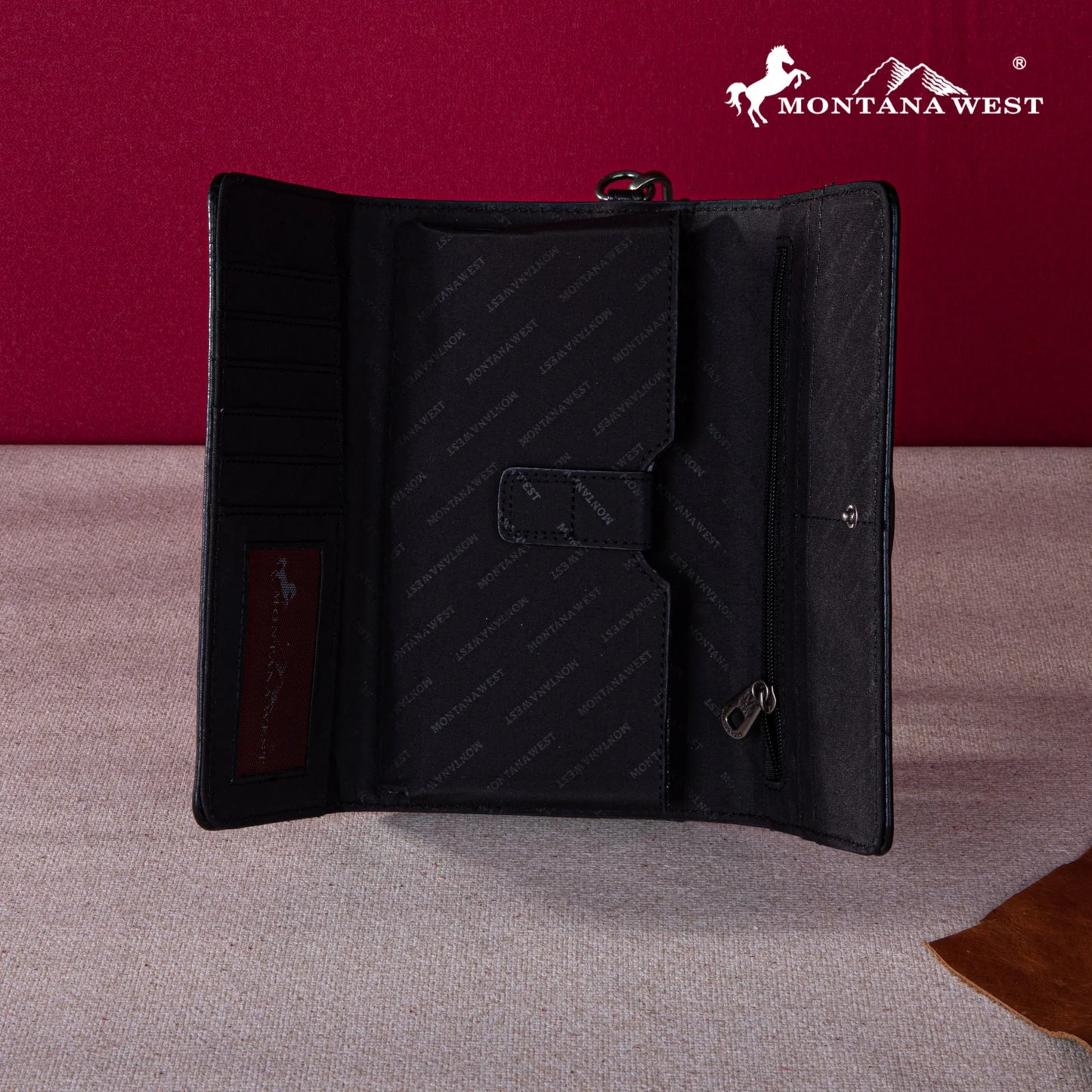 MW1247W018BLK - Montana West Embroidered Collection Wallet