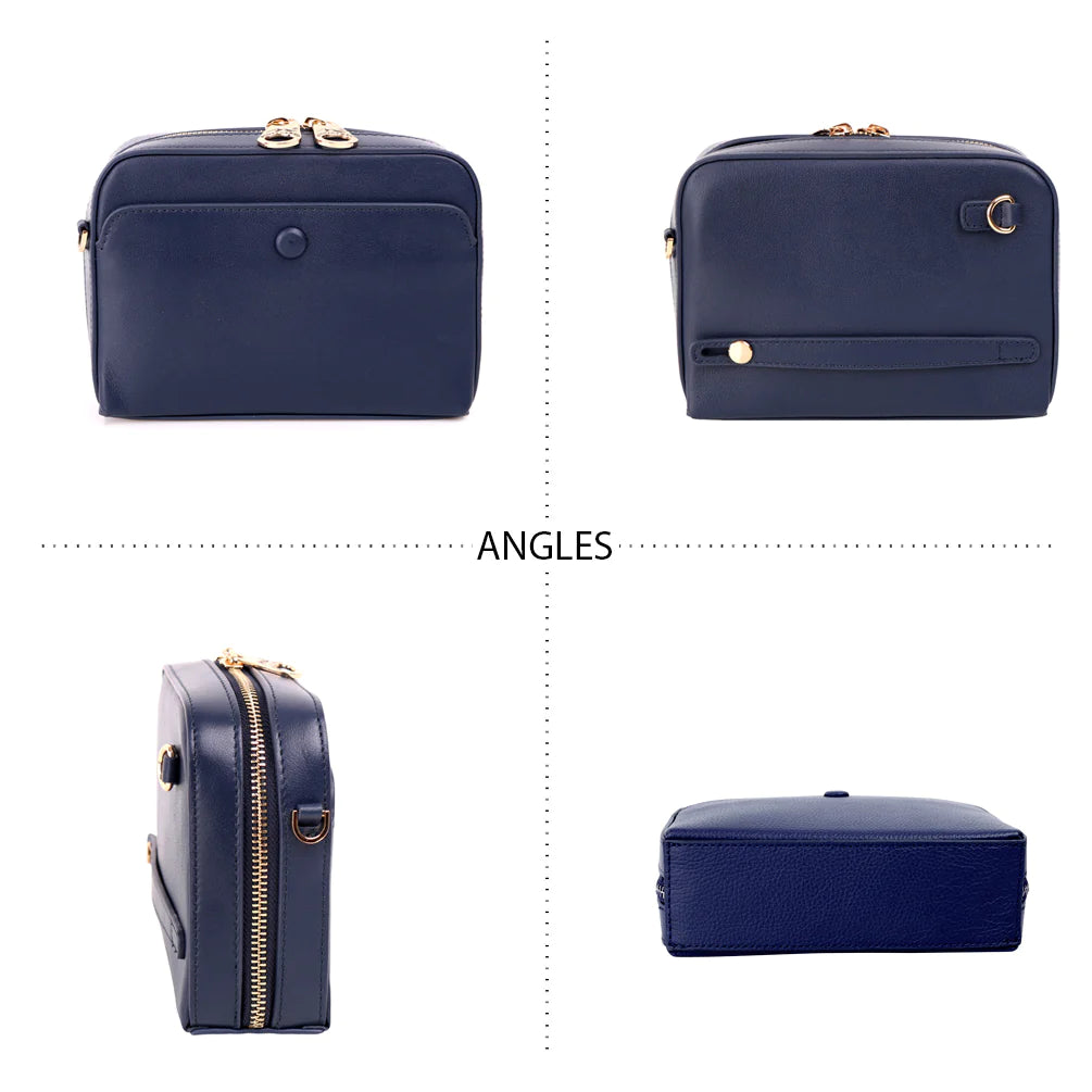 MWL010 Navy - Montana West 100% Genuine Leather Clutch/Crossbody Black