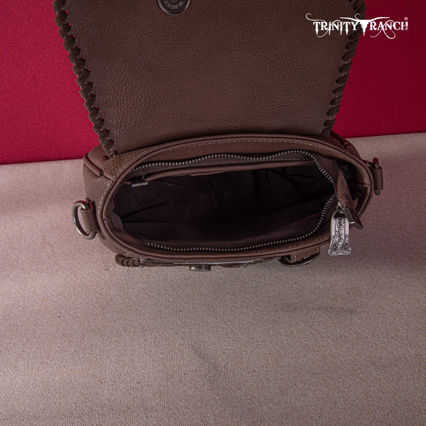TR1498360CF - Trinity Ranch Hair-On Cowhide Saddle Shape Collection Crossbody/Satchel Coffee