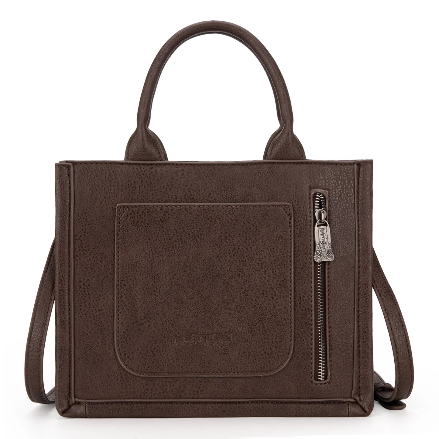 TR178G8899CF - Trinity Ranch Hair On Cowhide Floral Tooled Concealed Carry Tote/Crossbody -Tan