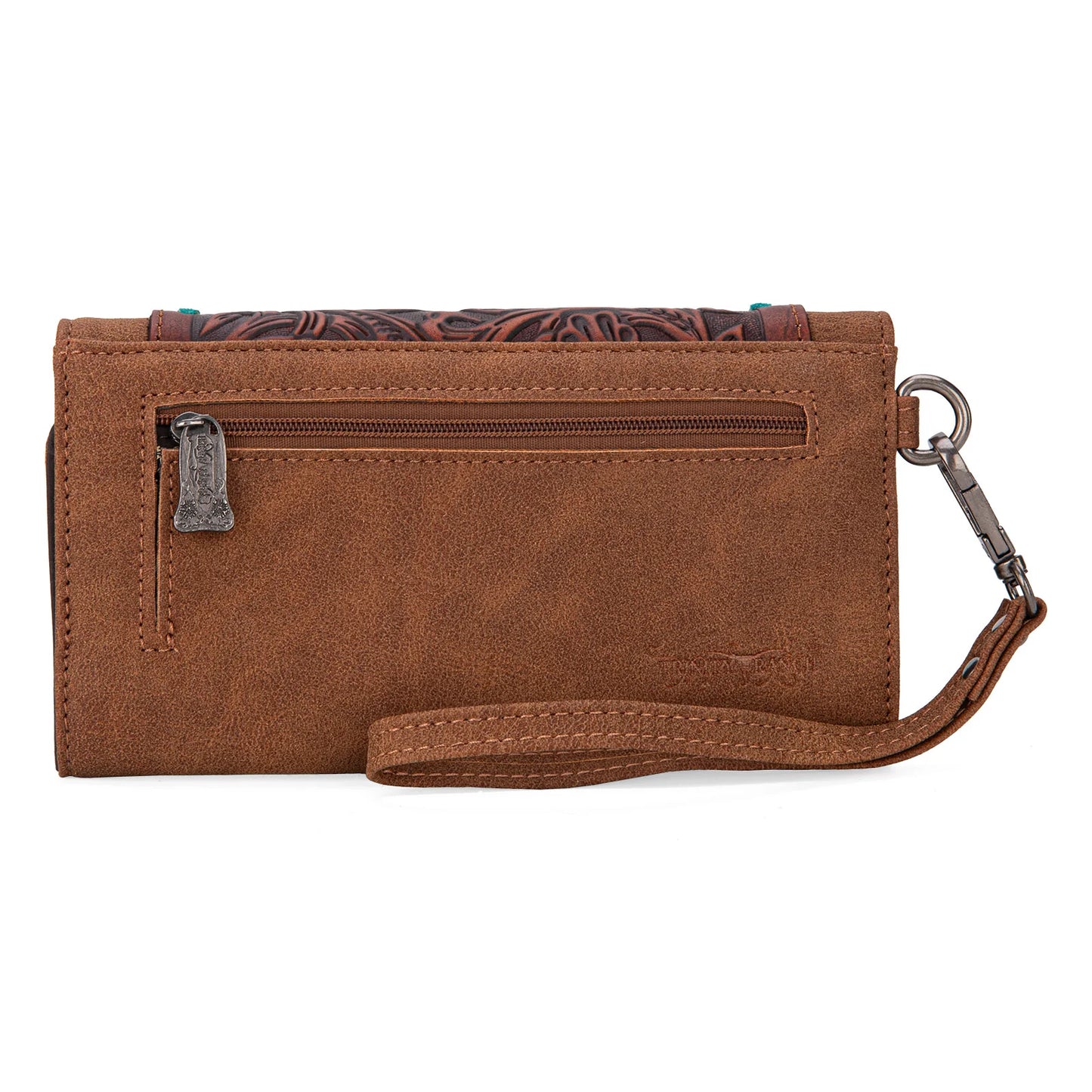 TR181W018BR - Trinity Ranch Floral Tooled Collection Wallet Brown
