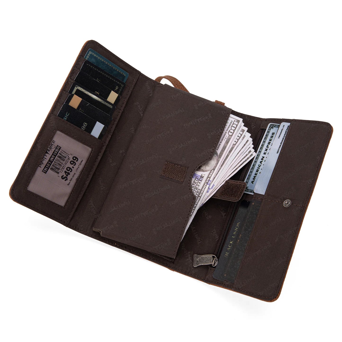 TR181W018BR - Trinity Ranch Floral Tooled Collection Wallet Brown