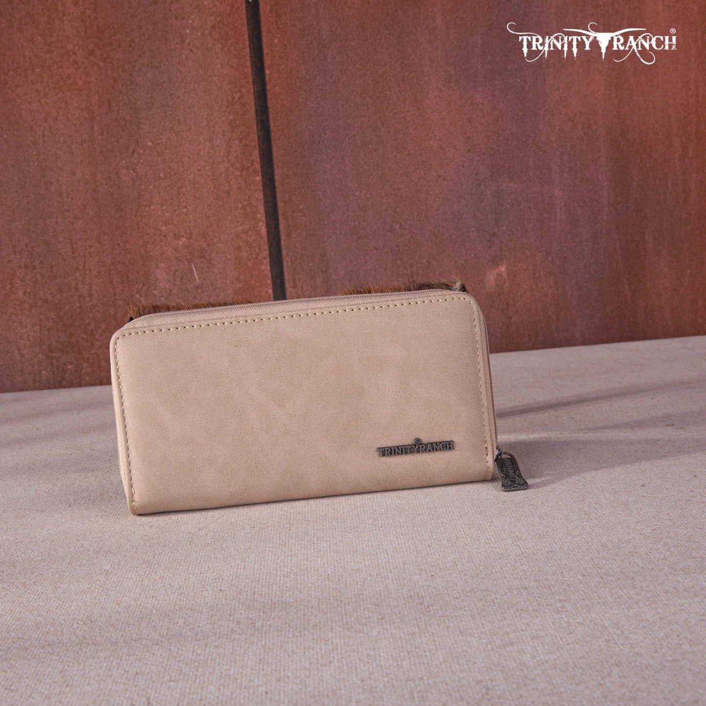 TR146W010KH - Trinity Ranch Genuine Hair-On Cowhide Wallet Khaki