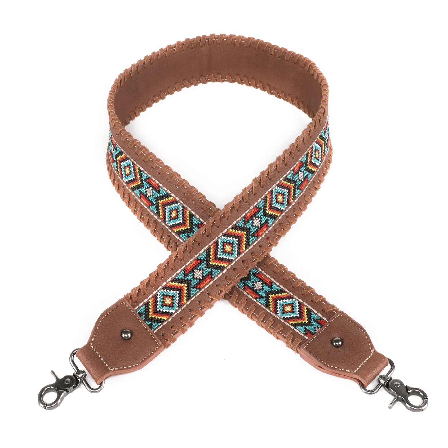 PST1013 - Montana West Western Guitar Style Embroidered Aztec Crossbody Strap