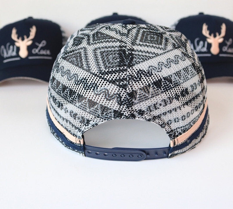 KC371 - Kids Wild Lace Navy Aztec Country Trucker Cap