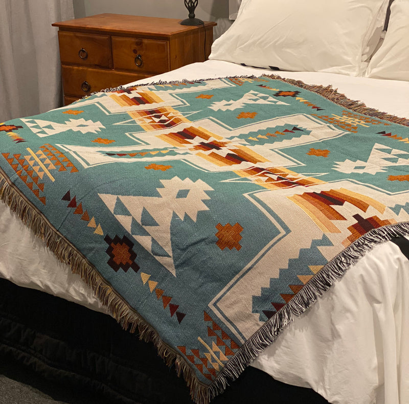 A8344 - Boho Western Geometric Tribal Throw Rug