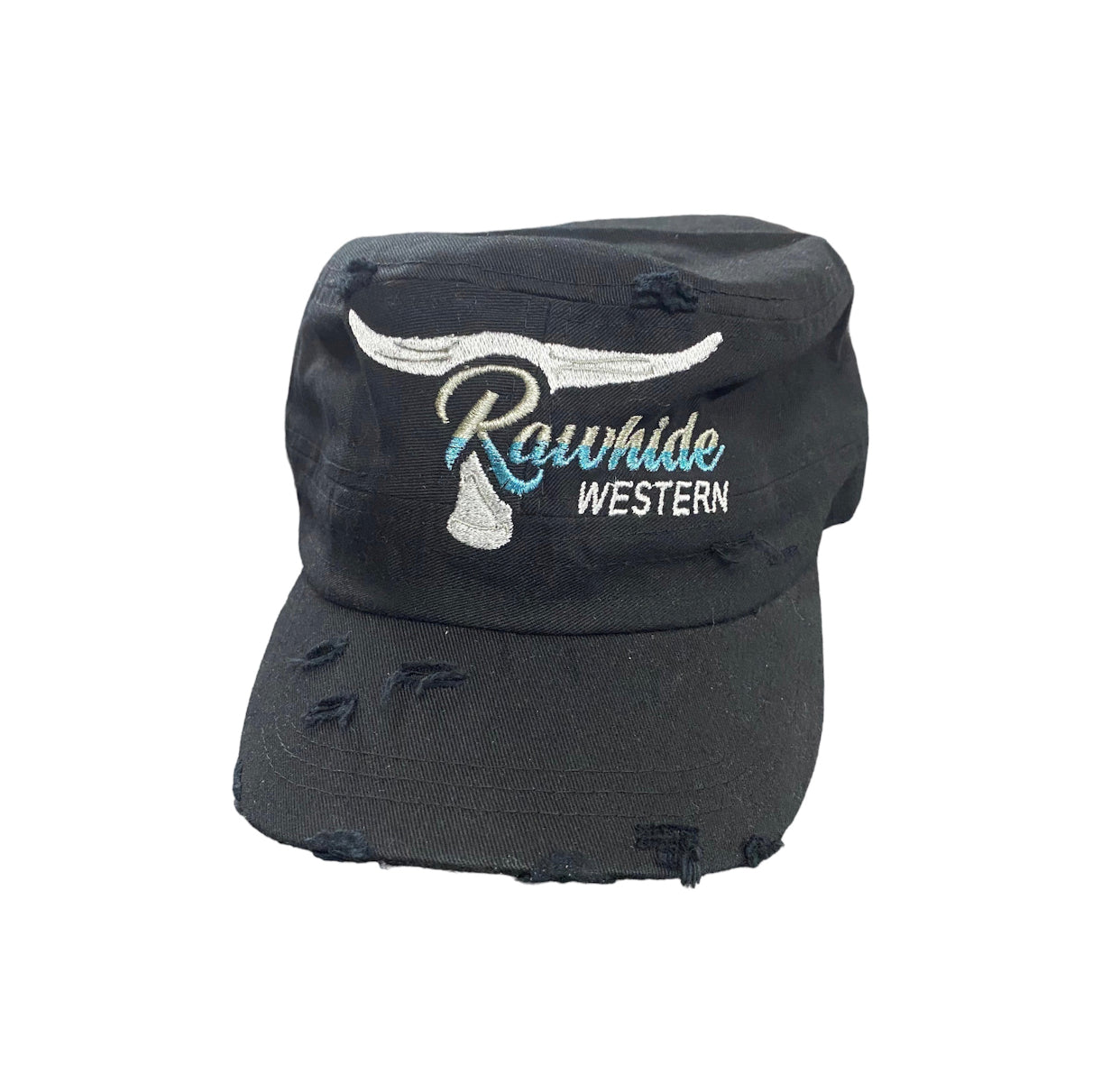 P4078  -Black Cadet Trucker Rawhide Cap