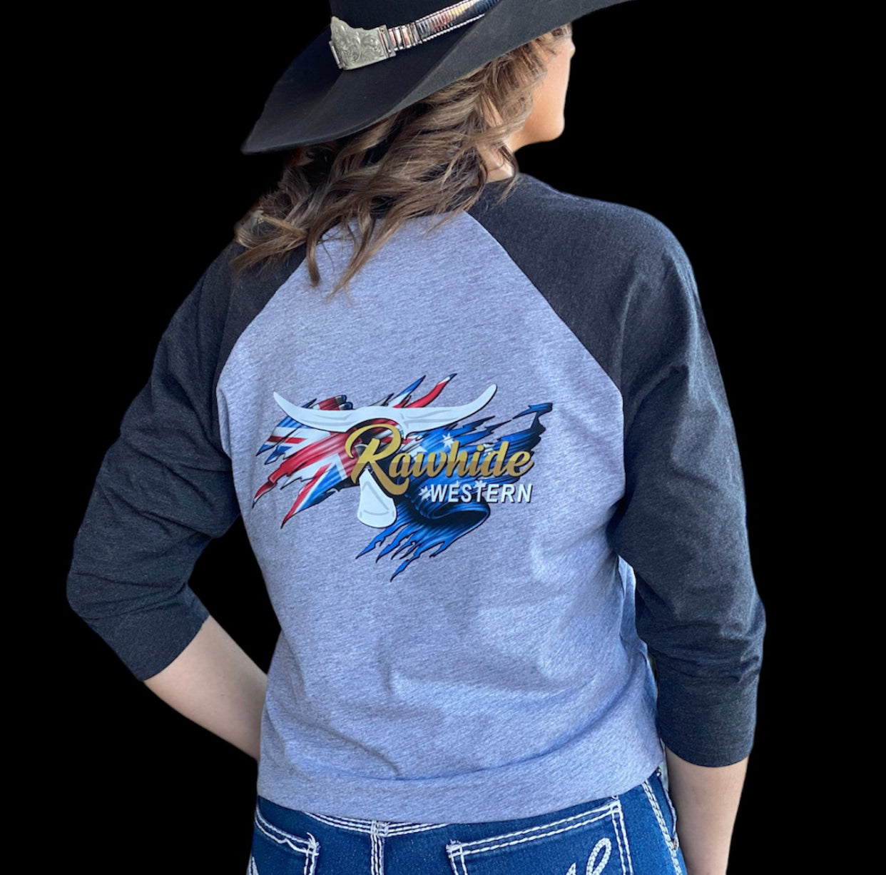 P4122 - Rawhide Grey & Asphalt Raglan Tee - Unisex