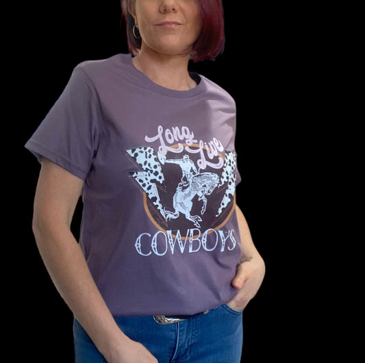 A8446 - Long Live Cowboys Round Neck Graphic T-Shirt