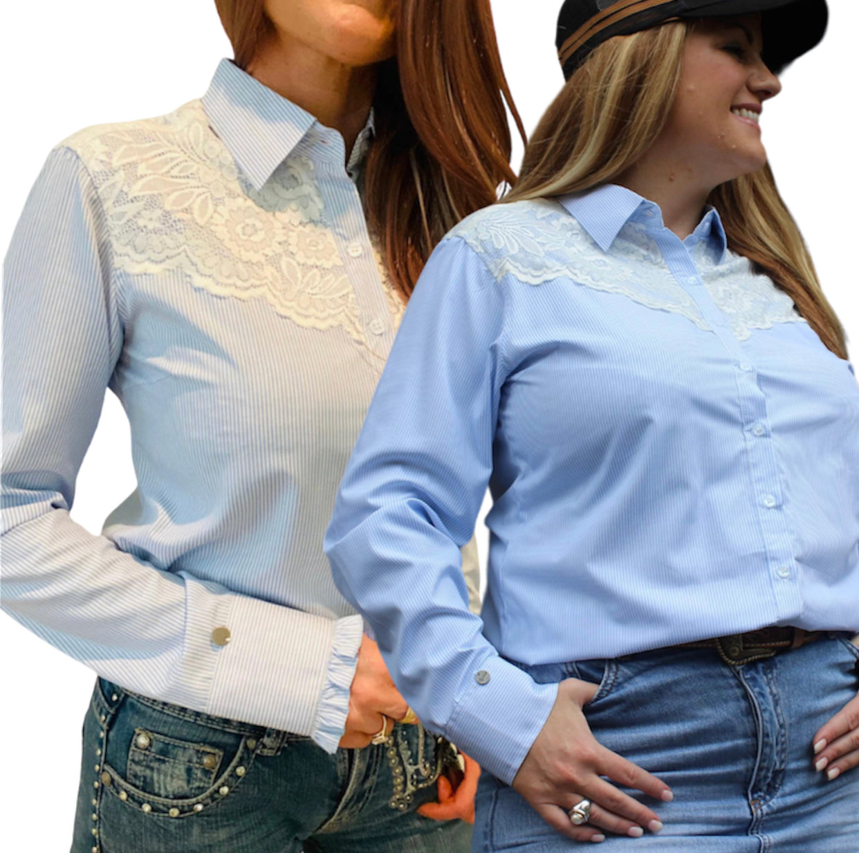 L1371 - DIXI Ladies Western Lace Yolk Shirt