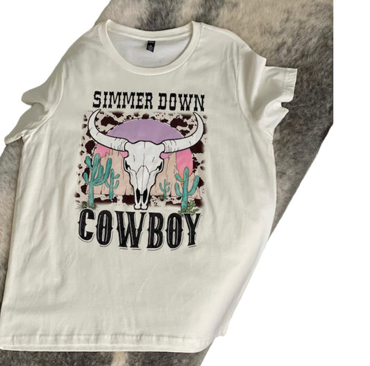 A8461 - Simmer Down Cowboy Round Neck Graphic T-Shirt