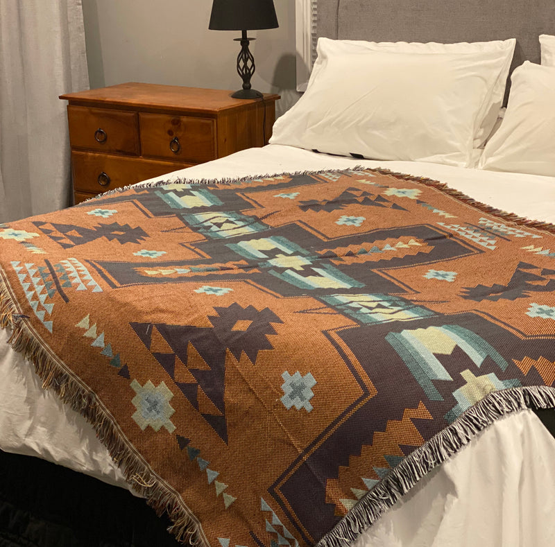 A8344 - Boho Western Geometric Tribal Throw Rug