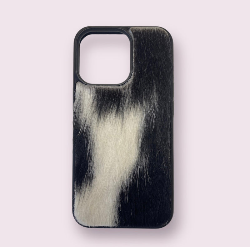 A8429 - IPhone 13 Pro Hair on Hide Leather Case