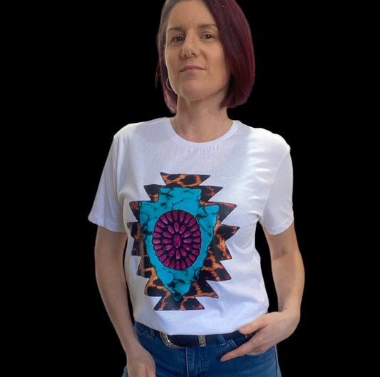A8449 - Aztec Round Neck Graphic T-Shirt