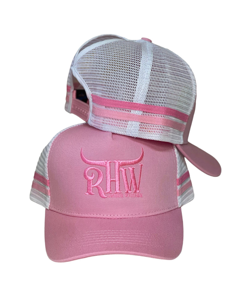 P4138 - RHW Pink & White P/Tail Trucker Cap